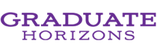 logo of purple words that read "graduate horizons"