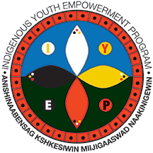logo for indigenous youth empowerment program, it features a flower with four petals that are different colors
