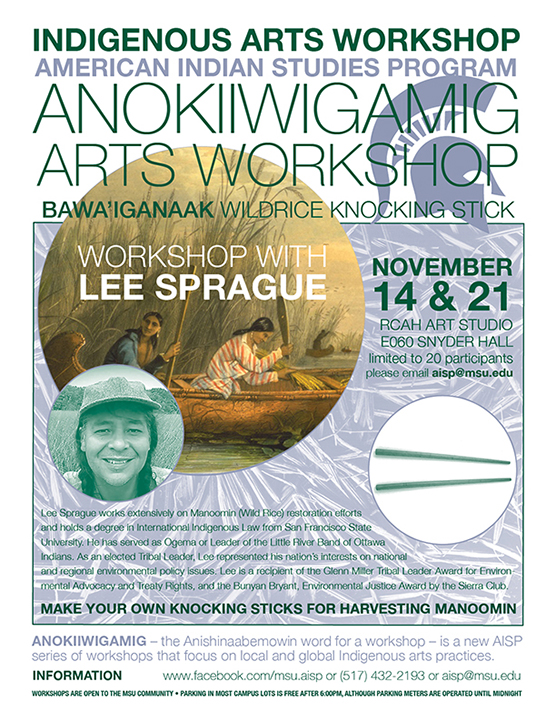 a flyer that advertises the indigenous arts workshop