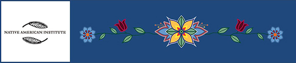 a banner with floral designs accompanied with the title 'native american institute'