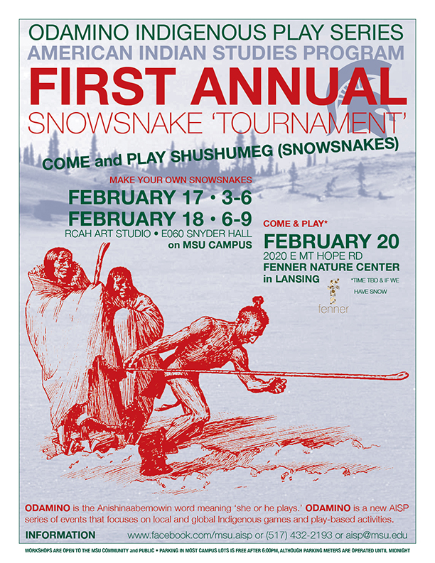 flyer with information pertaining to the first annual snowsnake tournament
